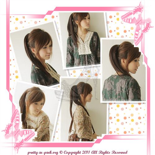 NEW long Lolita ponytail wig hair piece 4 colors clip curly wavy or 