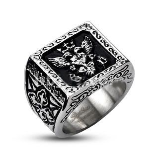   Steel Royal Empire Shield Cast Band Ring Mens Ring Sz 9 ~Sz14  