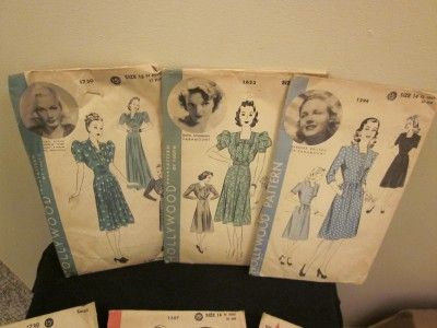 LOT OF 6 VINTAGE 1930S 1940S HOLLYWOOD PATTERN COMPANY SEWING 