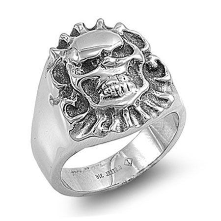   Mens Stainless Steel High Polish Skull Ring   Sizes 9 to 12  