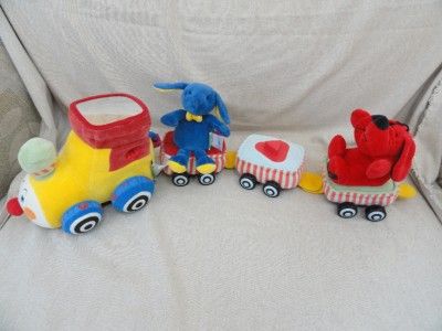 KIDS PLUSH ACTIVITY TRAIN AND CARS ANIMALS SQUEEKS  