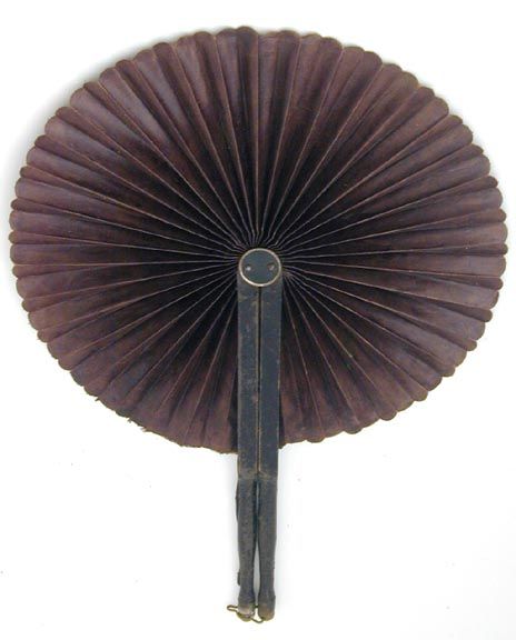 Victorian Circular Cockade Hand Fan Oil Cloth Material  