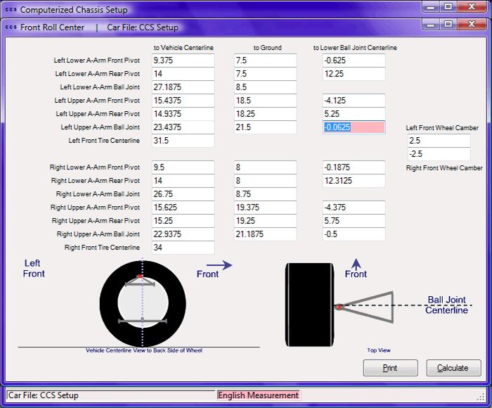 Computerized Chassis Setup 2.0 ccs20 Racing Software up  