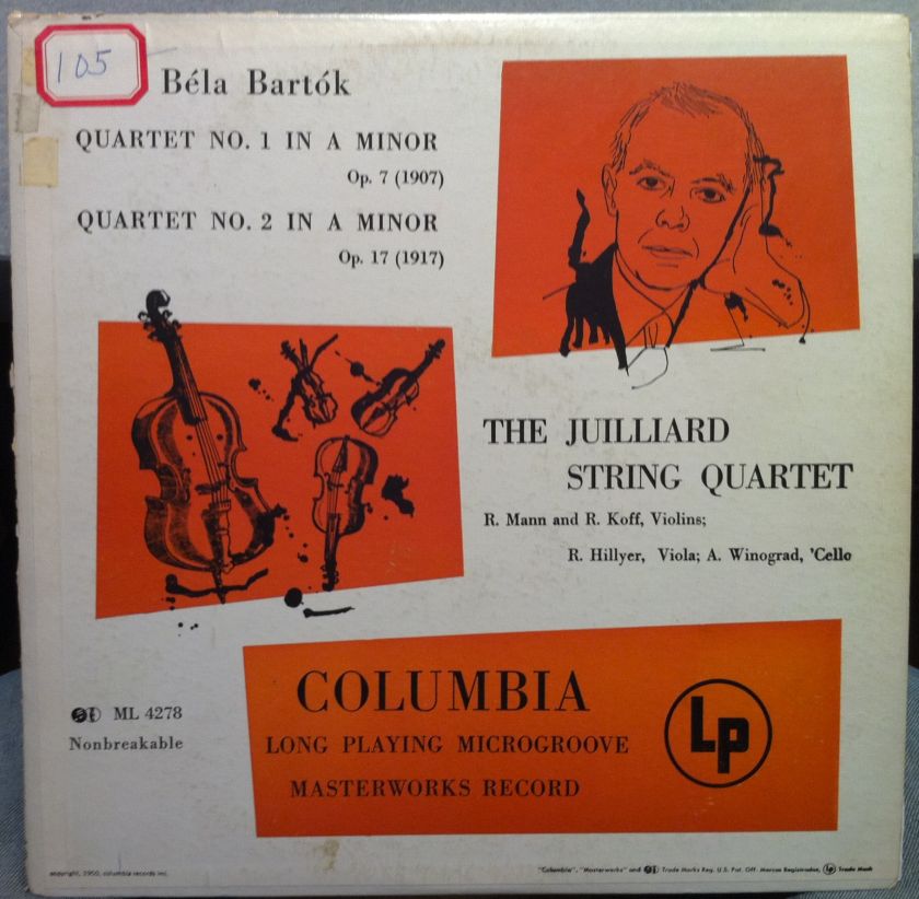 JUILLIARD STRING QUARTET bartok no 1 2 LP VG+ 6i  