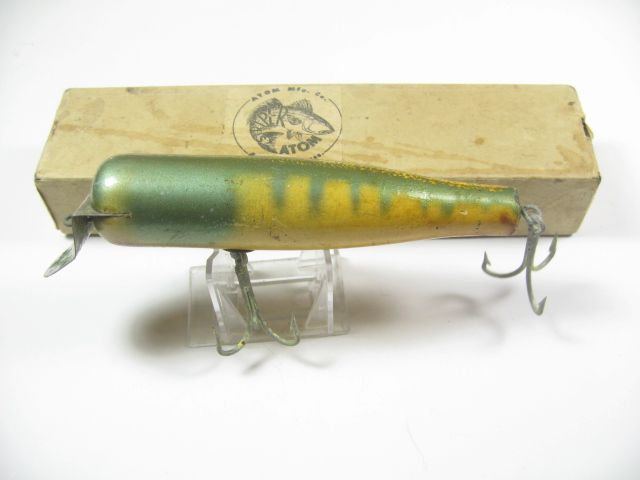 VINTAGE ATOM JR. SALTWATER WOOD STRIPER SURF FISHING LURE  