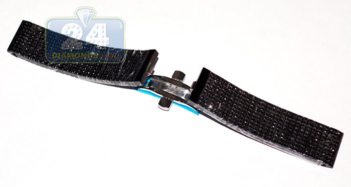 Aqua Techno Master Jojo Iced CZ Black PVD Steel Watch Strap Band 