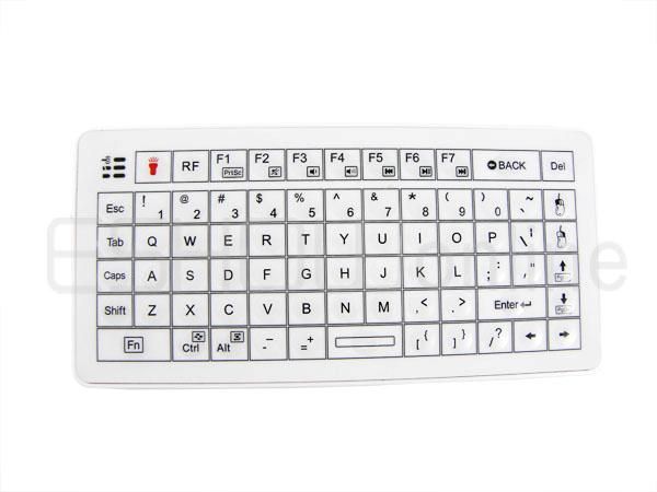 New White Mini Bluetooth Keyboard with Back Touch and Laser Pointer