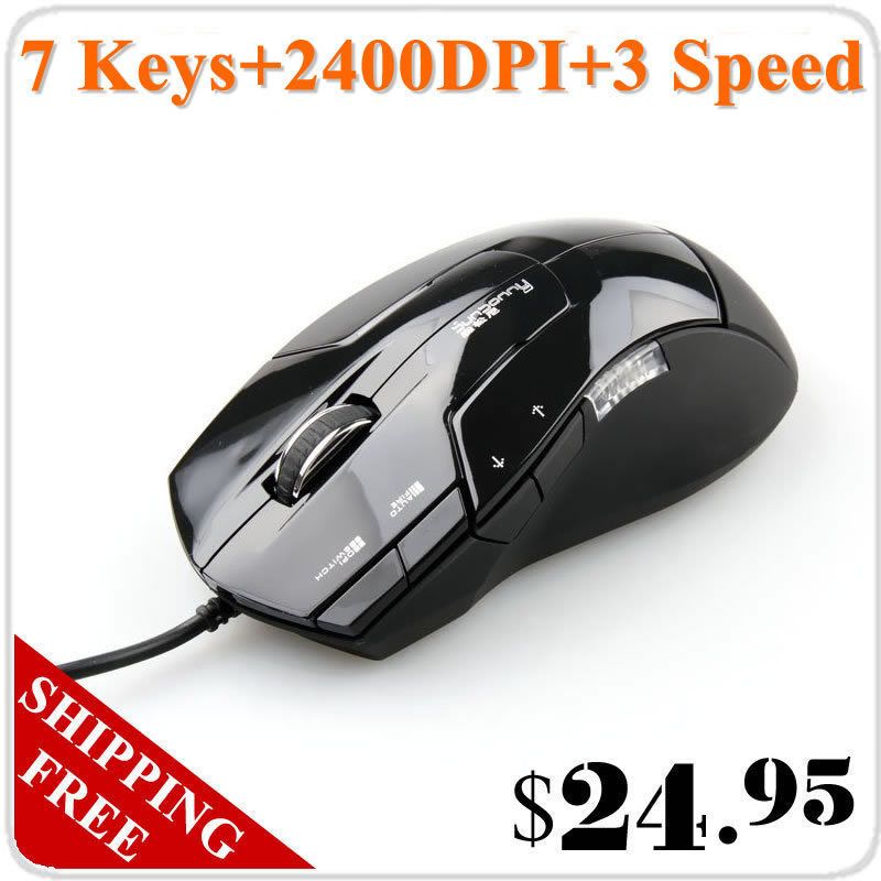 High Speed 2400DPI 7 Keys LED USB 3 Speeds Wired Optical PC Laptop 