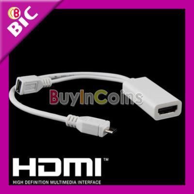   USB 5P MHL to HDMI Female Adapter Cable HTC EVO 3D Flyer G14 S2 i9100