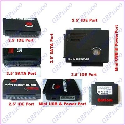 USB 2.0 to IDE SATA 2.5 3.5 Hard Driver Disk Dock Adapter Converter 