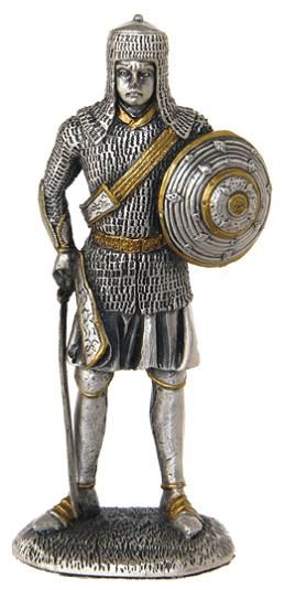 MEDIEVAL KNIGHT STATUE WARRIOR W/ HEAVY SWORD & SHIELD  